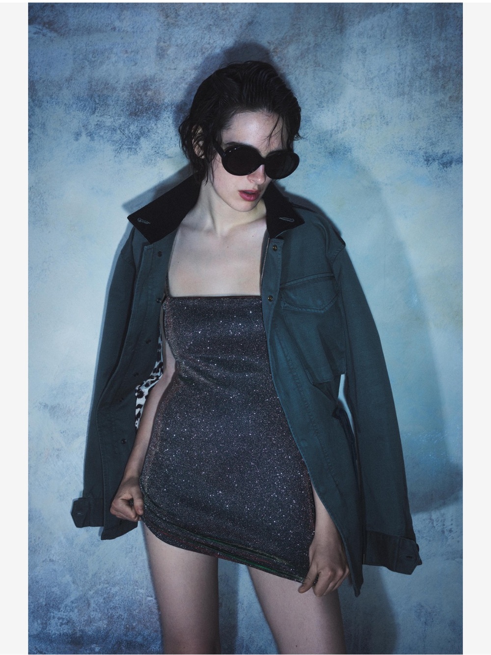 Zara Kate Moss Sparkle Slip Dress in Gray